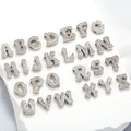S925 sterling silver A-Z alphabet charms with pavé cubic zirconia for DIY jewelry - Letter A / White Gold