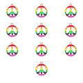 Set di 10 ciondoli segno della pace arcobaleno con cornici in metallo oro rosa su bianco - 8# Simbolo di Pace Rotondo