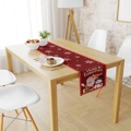 Chemin de table de Noël à carreaux rouges et noirs avec Père Noël et renne - XKZQ-03 (Buffalo Plaid Père Noël Bonhomme de Neige) / 180x33cm
