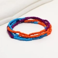 Detail view of double-layer colorful seed bead waist chain for beach bikini wear - 80cm / Purple Orange Blue Mix