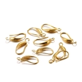 Macro shot of polished gold copper water drop earring hooks for DIY jewelry crafting - 17*8mm 12Pcs / Gold