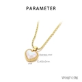 Detail of heart shell pendant with gold rope chain and stainless steel specifications - Gold Necklace