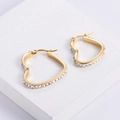 Elegante gouden hartvormige oorringen met fonkelende steentjes voor dames op steen - Stijl A (23*29mm)