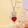 Collana argento con corona e cuore di rubino, lunghezza 40+5cm, peso 3,6g - Corona a Cuore Argento 395