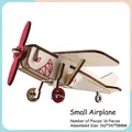DIY 3D wooden airplane puzzle with red propeller and shark mouth pattern (162x141x58mm) - Small Airplane