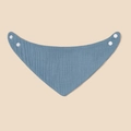 Morandi blue cotton gauze baby triangle bib with adjustable white snap buttons - Morandi Blue
