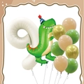 Birthday decoration set with number 9 balloon and green cartoon dinosaur for party events - FG19 Dinosaur Theme Number 9