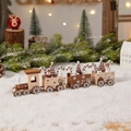 Christmas wooden toy train with snowmen and polar bears on artificial snow surface - Multicolor Wooden Train 4 / Colorful