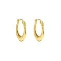 Minimalist irregular U-shaped S925 sterling silver hoop earrings in polished gold finish - Large Version / 18K Gold