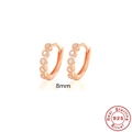 Minimalistische 925er Sterling Silber Creolen in Roségold mit kleinen Zirkonia-Steinen - 8mm / Roségold