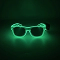 Green LED glowing glasses with external battery controller in dark party setting - Wireless Style / Dark Green