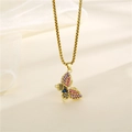 Golden butterfly necklace with multi-colored crystals on soft fabric backdrop - Gold Butterfly (Colorful Zircon)