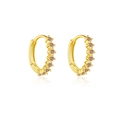 S925 sterling silver hoop earrings with yellow gold finish and brown zircon stones - 925 Silver / 18K Gold [Champagne Butterfly]