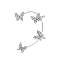 Elegant silver butterfly ear cuff wrap with sparkling cubic zirconia on white background - Full Rhinestone Butterfly Ear Wrap / Silver Style A (Left)
