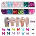 Set de 12 colores de purpurina láser mariposa de 3mm para decoración de uñas 3D - Lentejuelas de Mariposa de 12 Colores (12TZ-25)