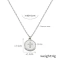 Collana in acciaio al titanio argento con ciondolo tondo irregolare croce - Disco Croce Bianca / Argento