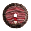 Red knitted Christmas tree skirt with plush brown faux fur trim and gnome decoration - 80cm / Red Gnome Style