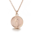Roségoldene Kette mit Guadalupe-Reliefanhänger und feiner mattierter Textur - Roségold Jungfrau Maria Rundes Medaillon (KN92084-KFC)