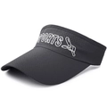 Black sports sun visor hat with mesh fabric and white sports baseball logo print - Dark Gray
