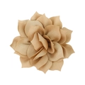 Detailed close-up of 8cm multilayer pointed lotus fabric flower in light brown finish - Khaki