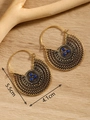Bohemian gold hollow circular drop earrings with turquoise beads in vintage style - Gold FX755 With Turquoise