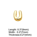 Close-up of gold-plated letter U pendant with precise dimensions and polished finish - Letter U