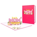 Biglietto 3D festa della mamma rosa con scritta MOM e decorazioni floreali - Festa della Mamma-MOM