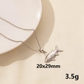Silver fish pendant necklace in stainless steel with ocean texture and dimensions - Fish / Silver