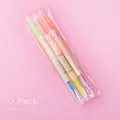 Lot de 3 surligneurs à double pointe aux tons doux, stylos de 15cm en sachet souple - 3 Pièces/Sachet / Couleurs Mixtes