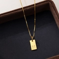 S925 silver minimalist necklace with gold square H pendant and fine box chain - Letter H / Gold