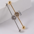Industrial barbell piercing set in silver and gold colors with 7.8mm flower diamond studs - NO 12 Hollow Flower