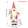 Statuetta di Babbo Natale con paillettes rosa 28cm con sacco regalo argento e barba bianca - Cappello con paillettes rosa / Rosa