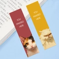 Set van twee creatieve cartoon kattenwijzers met olieverftextuur op een blauwe tafel - 30 Vellen / Olieverf Kat Citaten (QH385)
