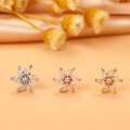 Détails des piercings fleur en acier inoxydable en argent, or et or rose avec zircons - 5# (Flocon de Neige)