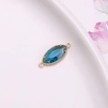 Gold-plated marquise-shaped dark blue crystal pendant connector for DIY jewelry making - Peacock Blue