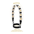 Handmade woven daisy cup holder strap in black and white with silicone ring - K68779 Black Daisy