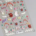 Adesivi per unghie 5D con coniglietti e orsetti per una nail art dolce con rilievo - Dolce stile a rilievo rotondo (TS-471)