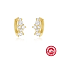Elegante S925 Sterlingsilber Gold Creolen mit Cluster aus klaren Zirkonia-Steinen - Cluster Zirkon Huggie / Gold