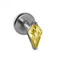 G23 titanium labret stud featuring a yellow kite-shaped zircon with flat back - 1.2x8mm / Yellow Rhombus Zirconia