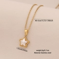 Collar dorado de acero inoxidable con colgante de estrella blanca y medidas detalladas - 2# Estrella (N1548)