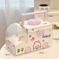 Scatola medicinali carina a forma di ambulanza rosa e bianca con decori a coniglio - Stile Adesivo / Scatola dei medicinali dell'ambulanza rosa