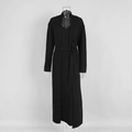 Détail de l'ensemble cardigan en maille noire et robe longue assortie avec ceinture - S / Noir