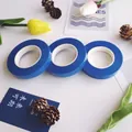 Set of 3 rolls bright blue floral adhesive tape with wrinkled texture for crafts - 18 Blue
