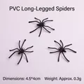 Mini PVC prank spider model for Halloween decoration in black 4.5x4cm size - Long Thin Leg Spider