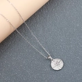 Silver compass pendant necklace with centered crystal on a minimalist chain - Silver with Stones