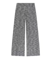 Détail d'un pantalon large à taille haute en tissu tweed gris épais et texturé - XS / Pantalon Gris