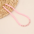 Bohemian multilayer pink beaded necklace with sparkling rhinestones and gold clasp - Pink