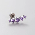 Titaniumstalen oorkraakbeen stud met gebogen paarse zirkoonstenen en schroefsluiting - 5-delige Paarse Zirkonia Boog Stijl (A29-6#)