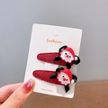 Christmas hair clips set featuring Santa Claus figures and festive red sequin bows - Santa Claus / 2 Pcs/Set