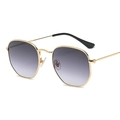 Gafas de sol hexagonales de metal dorado con lentes degradados en color violeta - Montura Dorada Lente Gris Degradado C20